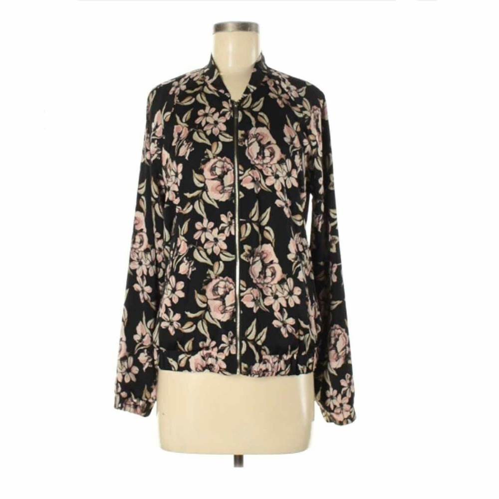 Cato Floral Long Sleeve Zip Front Jacket MEDIUM